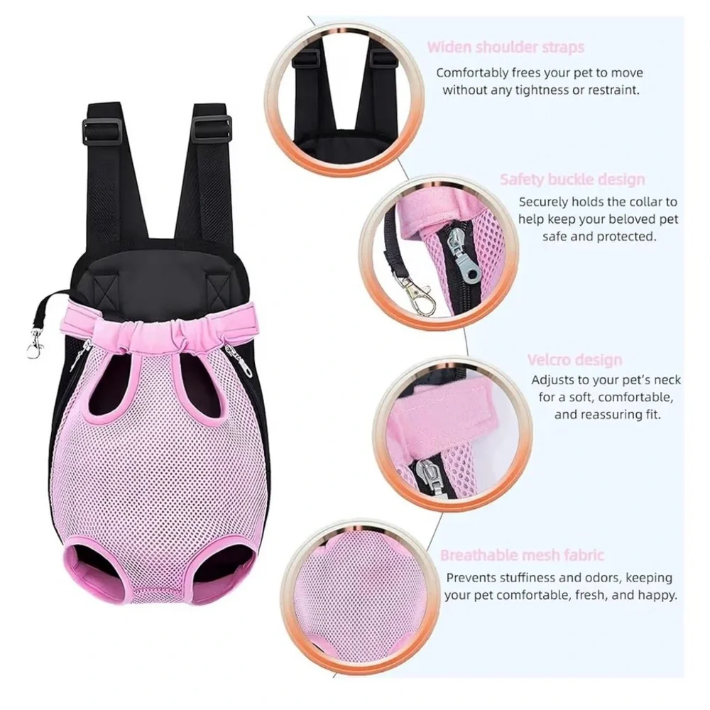 Pink Breathable Pet Carrier Backpack – Cats/Small Dogs, X-Large, Hands-Free